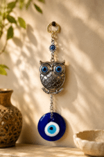 Owl Evil Eye Wall Hanging Decor | Nazar Protection Lucky Owl Charm for Home