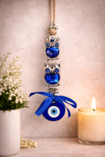 Double Owl Evil Eye Hanging Decor | Blue Nazar Protection Wall Charm for Home & Car - Image 3