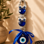 Double Owl Evil Eye Hanging Decor | Blue Nazar Protection Wall Charm for Home & Car