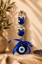 Double Owl Evil Eye Hanging Decor | Blue Nazar Protection Wall Charm for Home & Car