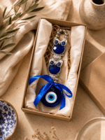 Double Owl Evil Eye Hanging Decor | Blue Nazar Protection Wall Charm for Home & Car - Image 4