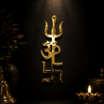 Golden Trishul Om Swastik Wall Hanging | Spiritual Hindu Symbol Decor for Home & Temple