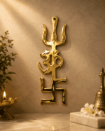 Golden Trishul Om Swastik Wall Hanging | Spiritual Hindu Symbol Decor for Home & Temple - Image 4