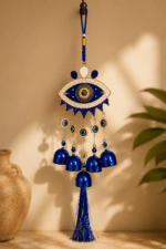 Evil Eye Wind Chime with Om Symbol | Blue Nazar Protection Hanging Bell Decor - Image 4