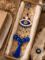 Evil Eye Wind Chime with Om Symbol | Blue Nazar Protection Hanging Bell Decor - Image 3