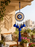 Luxury Evil Eye Wind Chime for Home Entrance | Blue Nazar Hanging Bell Decor - Image 3
