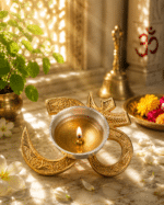 Premium Om Brass Diya with Silver Oil Bowl - Image 8