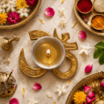 Premium Om Brass Diya with Silver Oil Bowl - Image 6