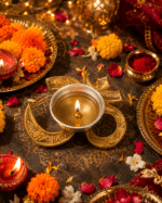 Premium Om Brass Diya with Silver Oil Bowl - Image 5