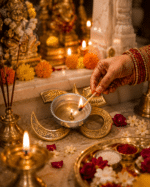 Premium Om Brass Diya with Silver Oil Bowl - Image 4