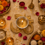 Premium Om Brass Diya with Silver Oil Bowl