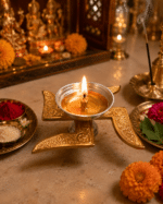 Premium Swastik Brass Diya with Silver Oil Bowl - Image 14