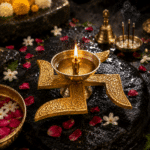 Premium Swastik Brass Diya with Silver Oil Bowl - Image 3