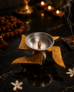 Premium Swastik Brass Diya with Silver Oil Bowl - Image 12