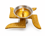 Premium Swastik Brass Diya with Silver Oil Bowl - Image 9