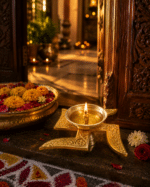 Premium Swastik Brass Diya with Silver Oil Bowl - Image 10