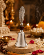 Leaf Handle Pooja Bell with Rudraksha Bead
