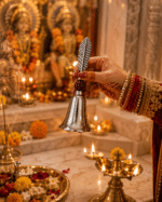 Leaf Handle Pooja Bell with Rudraksha Bead - Image 10