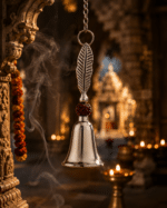 Leaf Handle Pooja Bell with Rudraksha Bead - Image 7