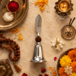Leaf Handle Pooja Bell with Rudraksha Bead - Image 6