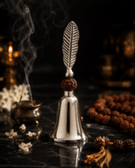 Leaf Handle Pooja Bell with Rudraksha Bead - Image 5