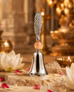 Leaf Handle Pooja Bell with Pink Bead Accent - Image 7
