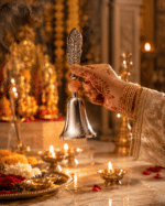 Leaf Handle Pooja Bell with Pink Bead Accent - Image 6