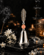 Leaf Handle Pooja Bell with Pink Bead Accent - Image 5