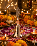 Leaf Handle Pooja Bell with Pink Bead Accent - Image 10