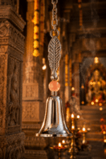 Leaf Handle Pooja Bell with Pink Bead Accent - Image 9