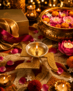 Premium Swastik Brass Diya with Silver Oil Bowl - Image 2