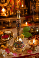 Multicolour Peacock Brass Pooja Bell - Image 2