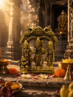 Brass Ram Darbar Idol with Lord Ram, Sita, Lakshman and Hanuman - Image 7