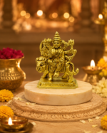 Brass Goddess Durga Idol on Lion / Sherawali Mata Murti - Image 8