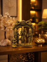 Brass Ram Darbar Idol with Lord Ram, Sita, Lakshman and Hanuman - Image 6