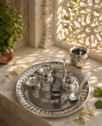 Shubh Labh Pooja Thali Set with Kalash, Diya, Bell, Incense Holder and Spoon - Image 3