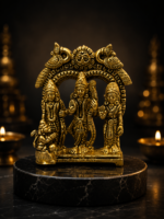 Brass Ram Darbar Idol with Lord Ram, Sita, Lakshman and Hanuman - Image 4