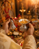 Diya and Leaf Handle Bell Pooja Set - Image 10