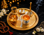 Gold Silver Complete Pooja Thali Set with Kalash, Bell, Diya and Accessories - Image 5
