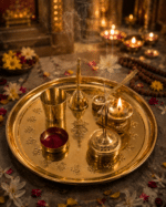 Brass Om Complete Pooja Thali Set with Diya, Bell, Kalash and Ritual Accessories - Image 8