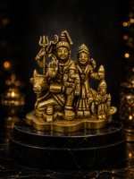 Brass Shiv Parivar Idol with Shiva, Parvati, Ganesh, Kartikeya and Nandi - Image 5