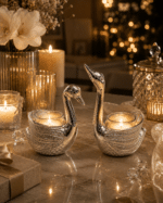 Silver Swan Tealight Candle Holder Pair - Image 6