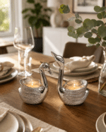 Silver Swan Tealight Candle Holder Pair - Image 2