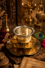 Lotus Shape Hammered Brass Diya Bowl - Image 4