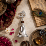 Silver Om Rudraksha Pooja Bell / Om Aarti Ghanti for Home Mandir - Image 2