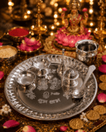 Shubh Labh Pooja Thali Set with Kalash, Diya, Bell, Incense Holder and Spoon - Image 6