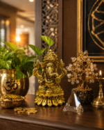 Brass Ganpati Idol on Lotus Base for Pooja & Gifting - Image 3