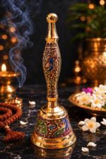Multicolour Peacock Brass Pooja Bell - Image 3