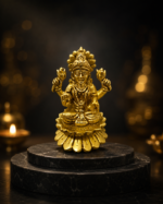 Brass Goddess Lakshmi Idol on Lotus Base - Image 4