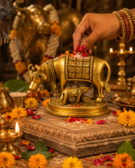 Brass Kamdhenu Cow and Calf Idol for Vastu & Prosperity - Image 8